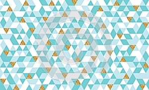 Seamless pattern with glitter gold triangles