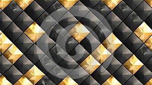 A seamless pattern with gold foil diamond-shaped tiles, their shiny surfaces reflecting light,