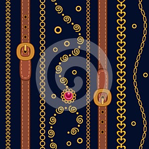 Seamless pattern with gold jewelry