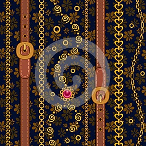 Seamless pattern with gold jewelry