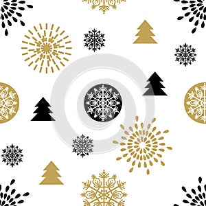 Seamless pattern Gold ornament on a brown background 87 Merry Christmas and Happy New Yea