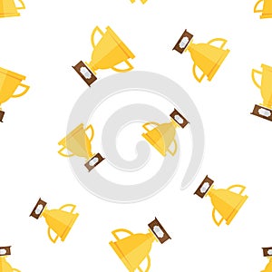 Seamless pattern with gold winners cup