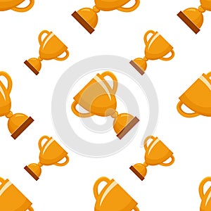 Seamless pattern with gold winners cup