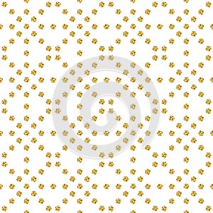 Seamless pattern with golden glittering circles. Gold pattern. Repeatable design. Can be used for fabric, scrap booking, wallpaper