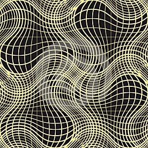 Seamless pattern of Golden lines. Digital waves repeating background