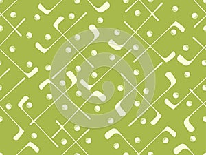 Seamless pattern with golf clubs and balls. Golf putter and a golf ball in a minimalist style. Design for printed, banners and