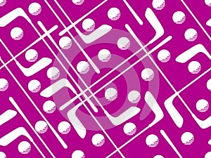 Seamless pattern with golf clubs and balls. Golf putter and a golf ball in a minimalist style. Design for typography, banners and