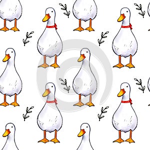 seamless pattern goose bird domestic