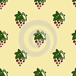 Seamless pattern with grape. Hand drawn elements. Pattern on a colored background with doodles for printing on fabrics
