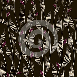 Seamless pattern graphic ornament. Floral stylish background. Vector repeating texture with elements