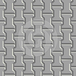 Seamless pattern of gray concrete pavement. 3D repeating pattern of street paving tiles
