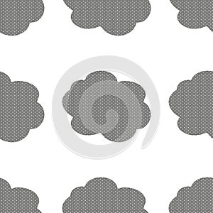 Seamless pattern with gray pop art clouds