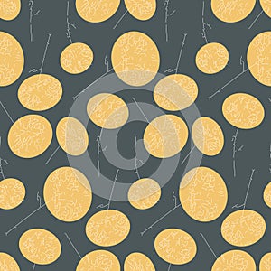 Seamless pattern gray yellow dandelion flower, vector illustration for textile