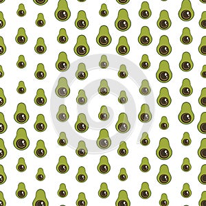 Seamless pattern with green avocado. Food background. Autumn and summer illustration with colorful cute fruits. Eco concept.