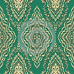 Seamless pattern on green background
