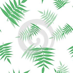 Seamless pattern from green branches. Background from tropical jungle leaves with transparency and overlay