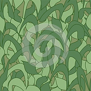 Seamless pattern, green camouflage reed leaves for fabrics, Wallpapers, tablecloths, prints and designs. Abstract background