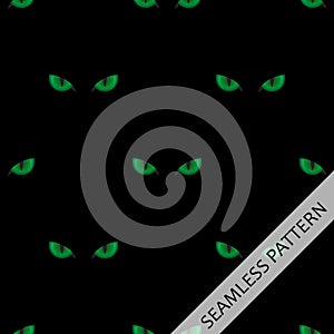 Seamless pattern with green cat eyes