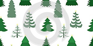 seamless pattern with green Christmas trees. christmas background, gift wrapping. vector