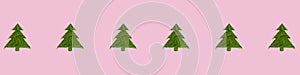 Seamless pattern with green christmas trees on a pink background