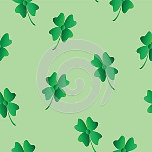 Seamless pattern with green clover - saint Patricks day theme - green background