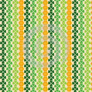 seamless pattern in green colourful shamrocks clovers four leaf clovers