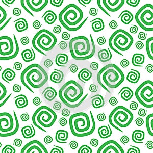 Seamless pattern green curlicues