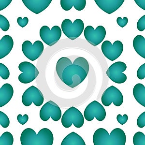 Seamless pattern with green hearts. Vector. Isolated background. The idea for the cover, Wallpaper, wall, cloth, case. Valentine d