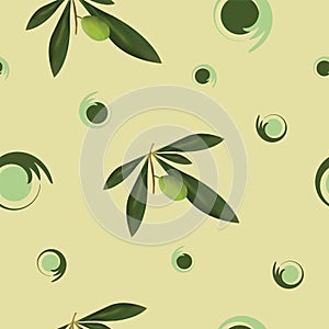 Seamless pattern with green olive trees vector