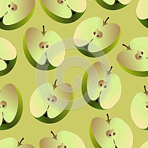 A seamless pattern from green, ripe apples.