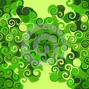 Seamless pattern of green swirls