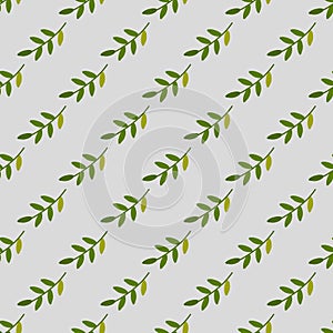 Seamless pattern with green twigs