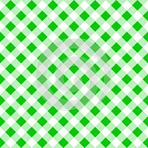 Seamless pattern of a green white plaid tablecloth