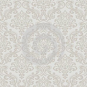 Seamless Pattern Grey Damask Wallpaper.