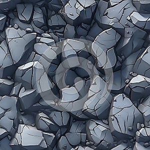 Seamless pattern of grey stones, texture of cracked rock. Generative AI