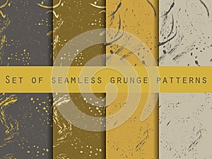 Seamless pattern in grunge style. Design with clots and strokes.
