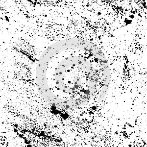 Seamless pattern in grunge style. Ink splashes. Black and white