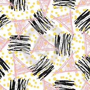 Seamless pattern with grunge textures. Hand drawn fashion hipster background. Vector for web, print, fabric, textile, invitation