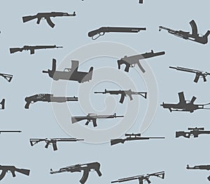 Seamless pattern. Guns silhouettes. Vector illustration.