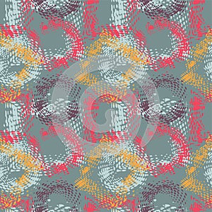 Seamless pattern with halftone grungy design elements