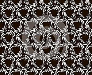 Seamless pattern with halftone hexagon dots in vortex form.