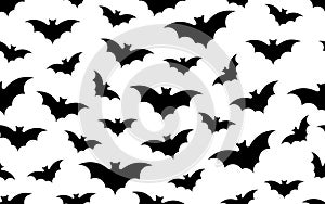 Seamless pattern of Halloween bats flying