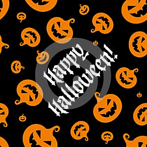 Seamless pattern for Halloween. Laughing evil pumpkins. Isolated. Black, orange and white color.