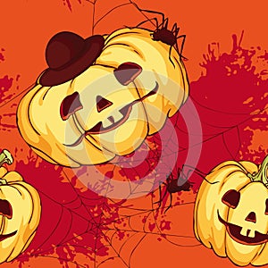 Seamless pattern, Halloween pumpkin