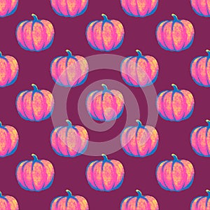 Seamless pattern Halloween pumpkin illustration