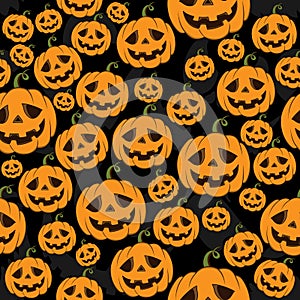 Seamless Pattern Halloween Pumpkins