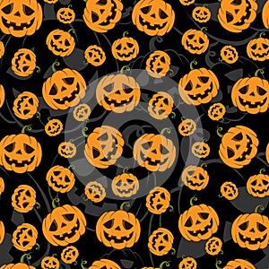 Seamless Pattern Halloween Pumpkins