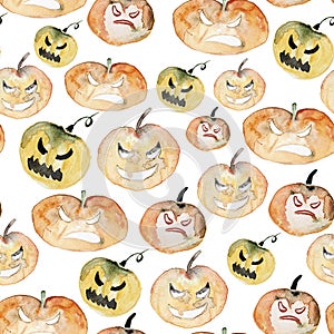 Seamless pattern Halloween pumpkins