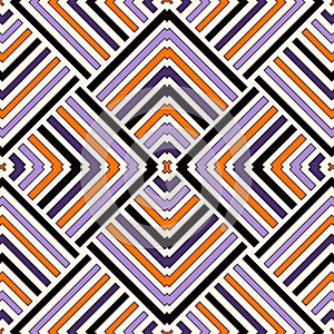 Seamless pattern in Halloween traditional colors. Bright ethnic abstract background.