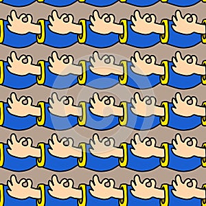 Seamless pattern of hand cartoon